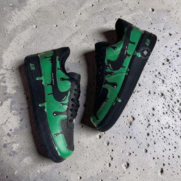 Custom painted Blue Splash Nike Air Force 1 sneakers for unique streetwear style.