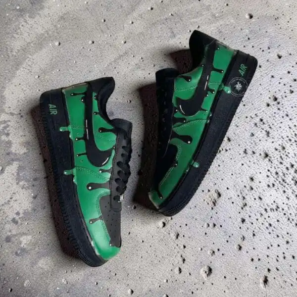 Custom painted Blue Splash Nike Air Force 1 sneakers for unique streetwear style.