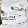 Custom Attack on Titan Levi Ackerman Air Force 1 sneakers with manga-inspired design.