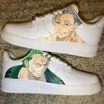 Air Force 1 sneakers featuring Zoro and Ban anime characters design.
