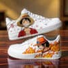 Custom One Piece themed AF1 sneakers featuring Luffy and Ace designs.