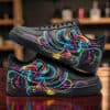 Custom Nike AF1 sneakers featuring vibrant neon light artwork for a unique style.