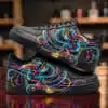 Custom Nike AF1 sneakers featuring vibrant neon light artwork for a unique style.