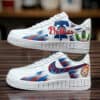 Custom Philadelphia Phillies Air Force 1 sneakers with hand-painted team logos and vibrant design.