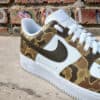 Old School Duck Camo Air Force 1 sneakers with hand-painted design, perfect for streetwear and sneak.