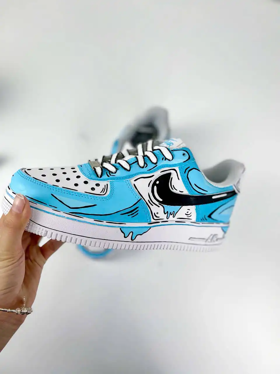 Custom Blue Comic Air Force 1 Sneakers