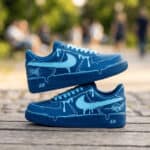 Hand-Painted Light Blue Drip AF1 Sneakers