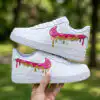 Hand-Painted Pink & Gold Drip Air Force 1 Sneakers