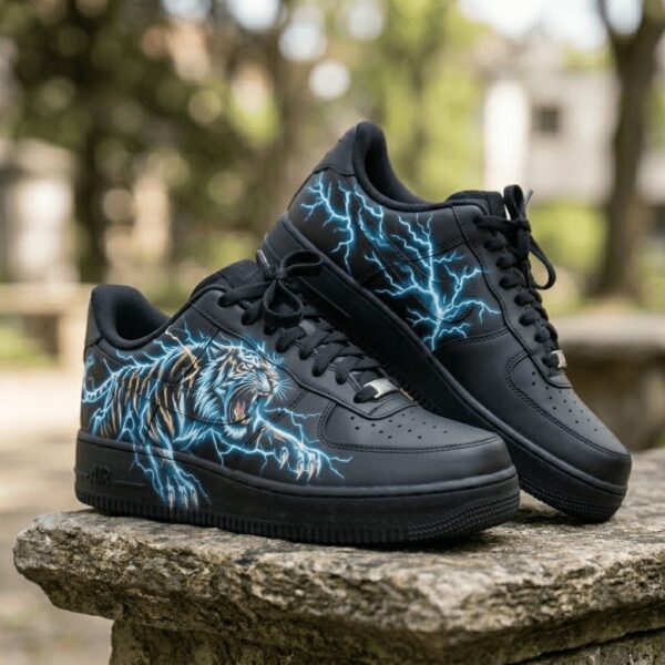 Custom Hand-Painted Tiger Lightning AF1 Sneakers