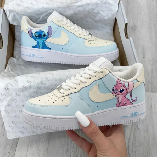 stitch angel custom air force 1 sneakers – cartoon shoes Stitch Angel Custom Air Force 1 Sneakers – Cartoon Shoes
