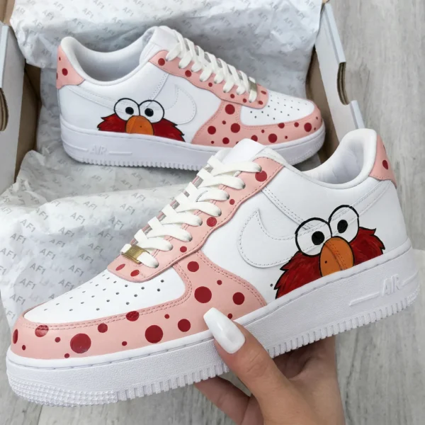 elmo custom air force 1 sneakers – cartoon shoes Elmo Custom Air Force 1 Sneakers – Cartoon Shoes