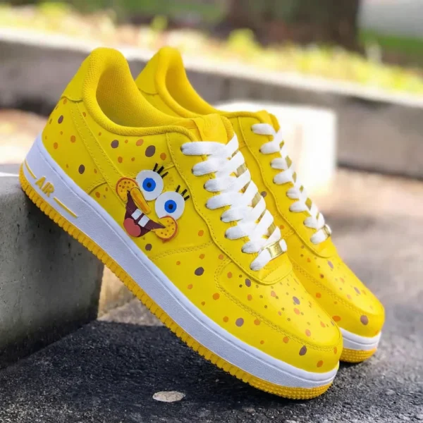 spongebob custom air force 1 sneakers – cartoon shoes SpongeBob Custom Air Force 1 Sneakers – Cartoon Shoes