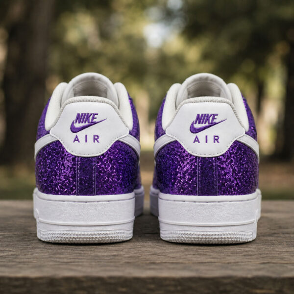 Custom Purple Glitter AF1 Sneakers with Rope Laces