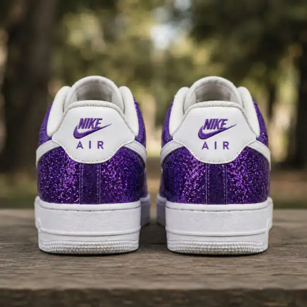 Custom Purple Glitter AF1 Sneakers with Rope Laces