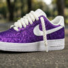 Custom Purple Glitter AF1 Sneakers with Rope Laces