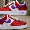 Custom Red Purple Glitter Air Force 1 Sneakers