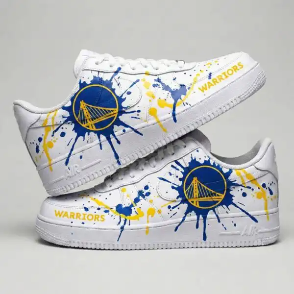 custom golden state warriors air force 1 shoes, nba af1 sneakers Custom Golden State Warriors Air Force 1 Shoes, NBA AF1 Sneakers