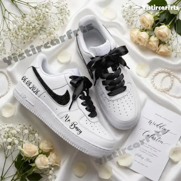 Home custom black rhinestone air force 1 shoes (3)