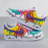hand painted comic shoes, custom drip af1 cartoon sneakers