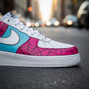 Hand-painted Pink Spider Man AF1 Sneakers hand painted pink spider man af1 sneakers (4)