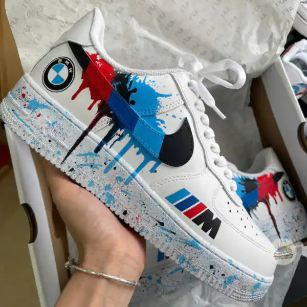 Custom Hand-Painted Luxury Car Drip AF1 Sneakers