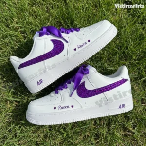 Custom Purple Rhinestone Air Force 1 Sneakers rhinestone air force 1 (2)