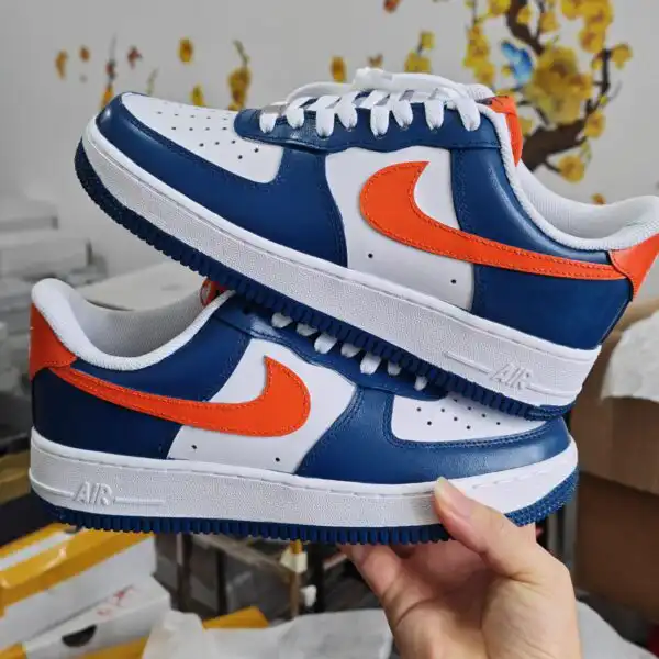 custom air force 1 blue orange sneakers (2) custom air force 1 blue orange sneakers (2)