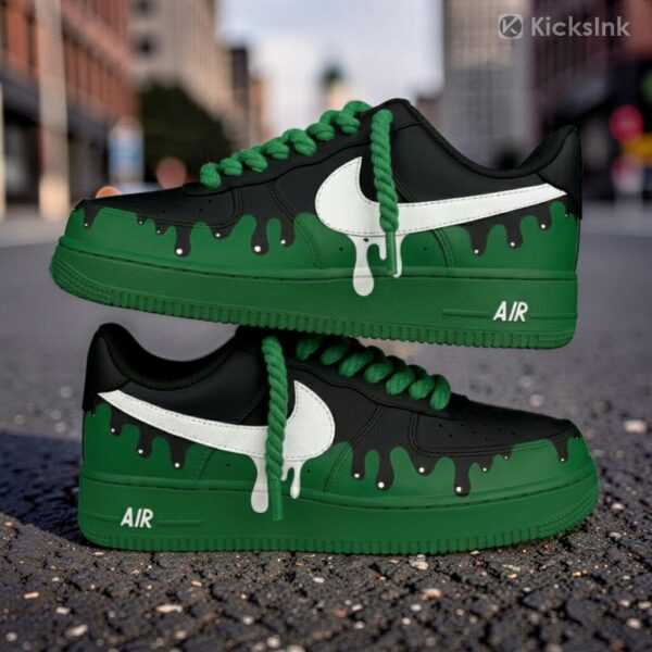 custom air force 1 green black drip sneakers (2) custom air force 1 green black drip sneakers (2)