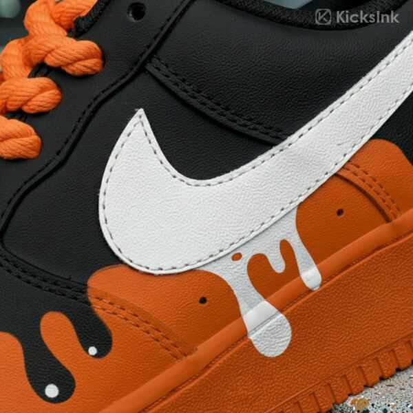 custom air force 1 orange black drip sneakers (4)