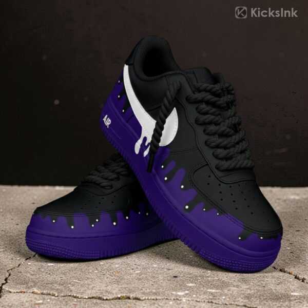 custom air force 1 purple black drip sneakers (1)