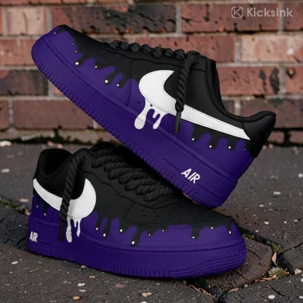 custom air force 1 purple black drip sneakers (2)