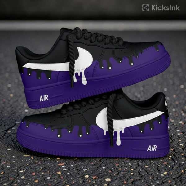 Home custom air force 1 purple black drip sneakers (4)