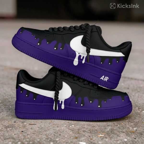 custom air force 1 purple black drip sneakers (5) custom air force 1 purple black drip sneakers (5)