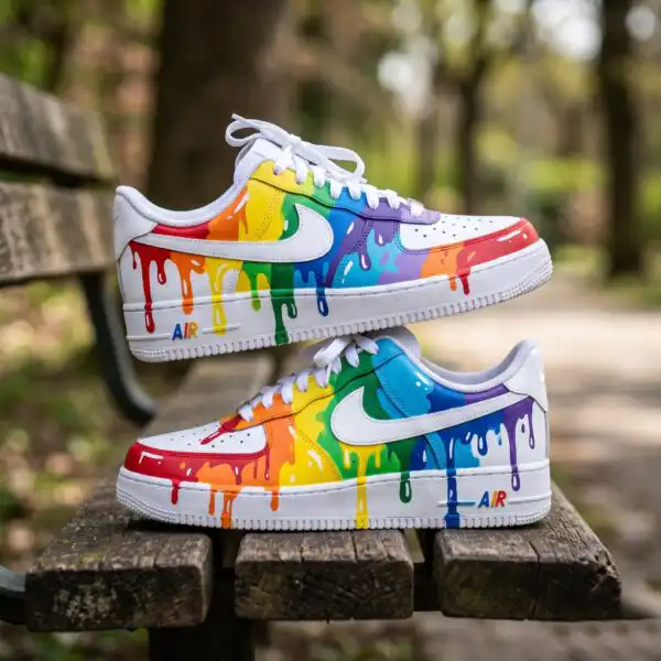 custom air force 1 rainbow drip sneakers (1) custom air force 1 rainbow drip sneakers (1)