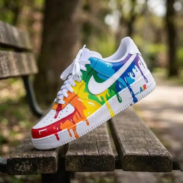 custom air force 1 rainbow drip sneakers (2)