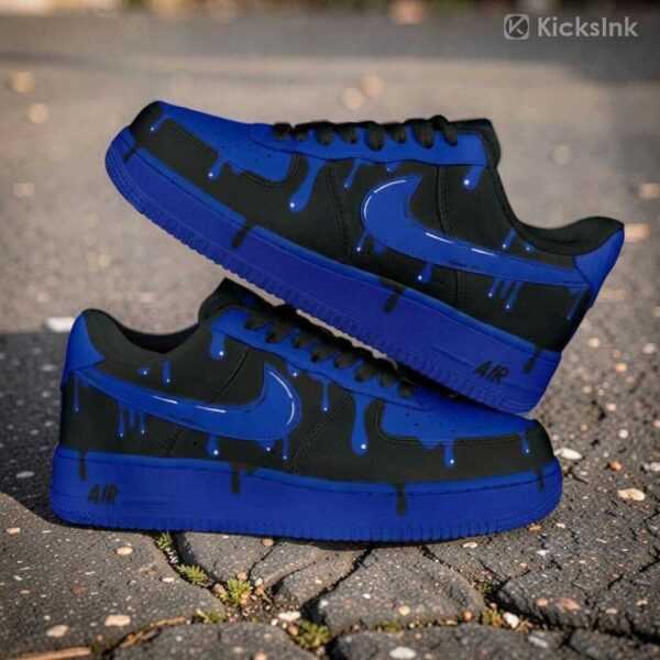 Home custom black blue drip air force 1 sneakers (2)