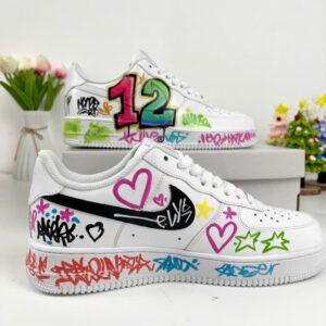 Custom Graffiti AF1 Sneakers, Personalized Number 12 Birthday Shoes custom graffiti af1 sneakers (2)