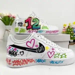 Custom Graffiti AF1 Sneakers, Personalized Number 12 Birthday Shoes custom graffiti af1 sneakers (2)