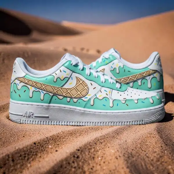 custom hand painted mint ice cream air force 1 sneakers (2)