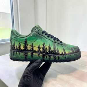 Custom Hand Painted Northern Lights AF Sneakers custom hand painted northern lights af sneakers