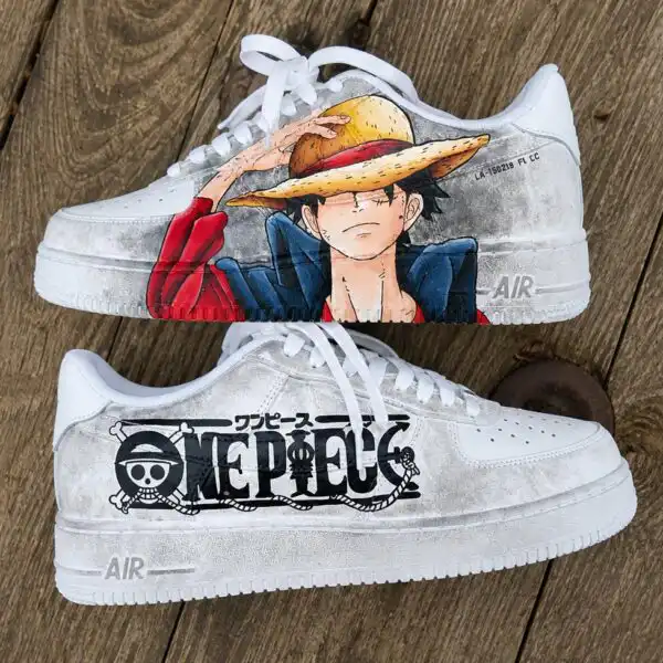 custom one piece af1 sneakers, hand painted luffy shoes (1) custom one piece af1 sneakers, hand painted luffy shoes (1)