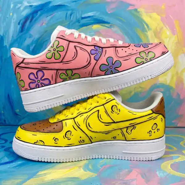 custom sponge comic cartoon af1 sneakers