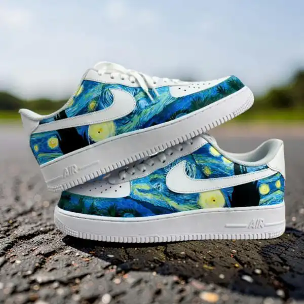 custom starry night air force 1 sneakers, hand painted af1 art shoes (1) custom starry night air force 1 sneakers, hand painted af1 art shoes (1)