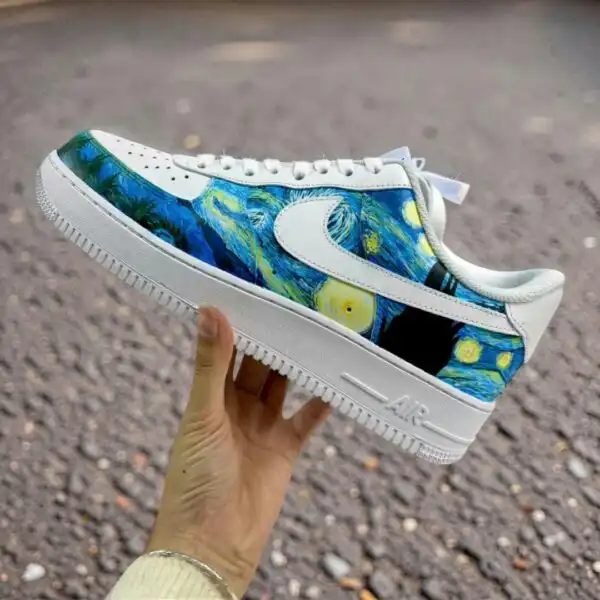 custom starry night air force 1 sneakers, hand painted af1 art shoes (3)