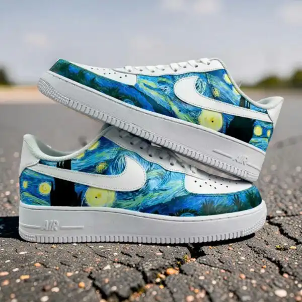 custom starry night air force 1 sneakers, hand painted af1 art shoes (4)
