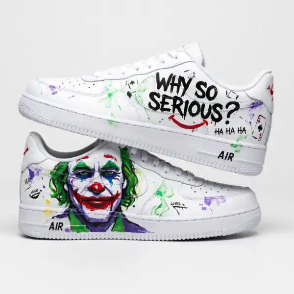 joker hand painted air force 1 custom, why so serious sneakers (1) joker hand painted air force 1 custom, why so serious sneakers (1)