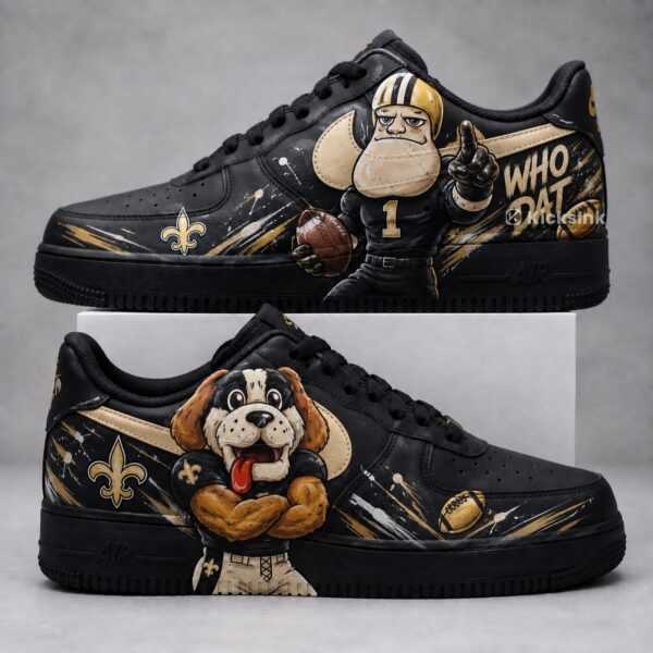 new orleans football custom af1 sneakers, hand painted game day sneakers (2) new orleans football custom af1 sneakers, hand painted game day sneakers (2)