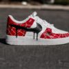 spider web red custom air force 1 sneakers, hand painted superhero shoes for him (1)