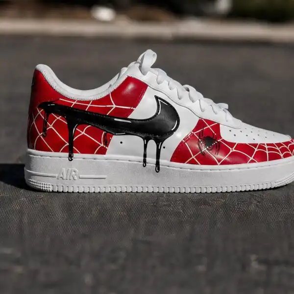 spider web red custom air force 1 sneakers, hand painted superhero shoes for him (1) spider web red custom air force 1 sneakers, hand painted superhero shoes for him (1)