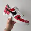spider web red custom air force 1 sneakers, hand painted superhero shoes for him (5)